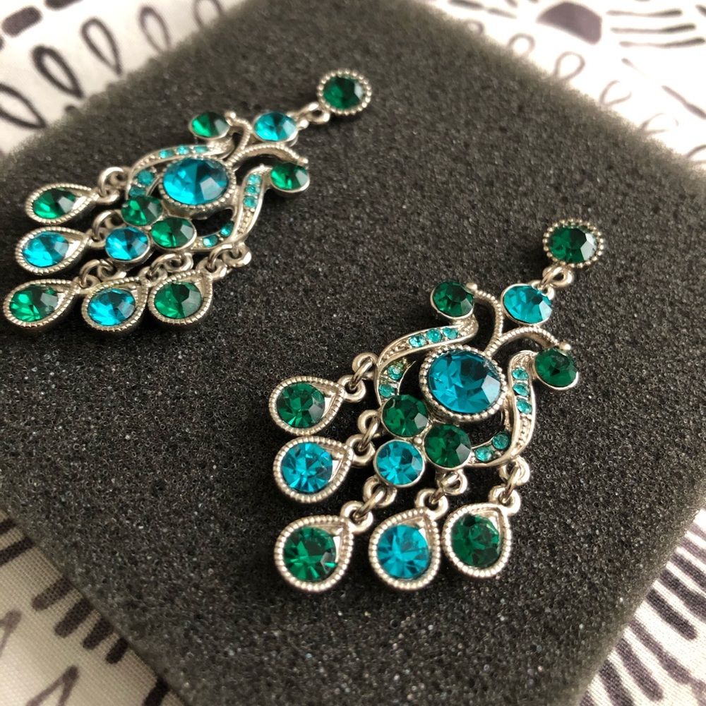 Turquoise And Green Statement Dangle Earrings - image 7